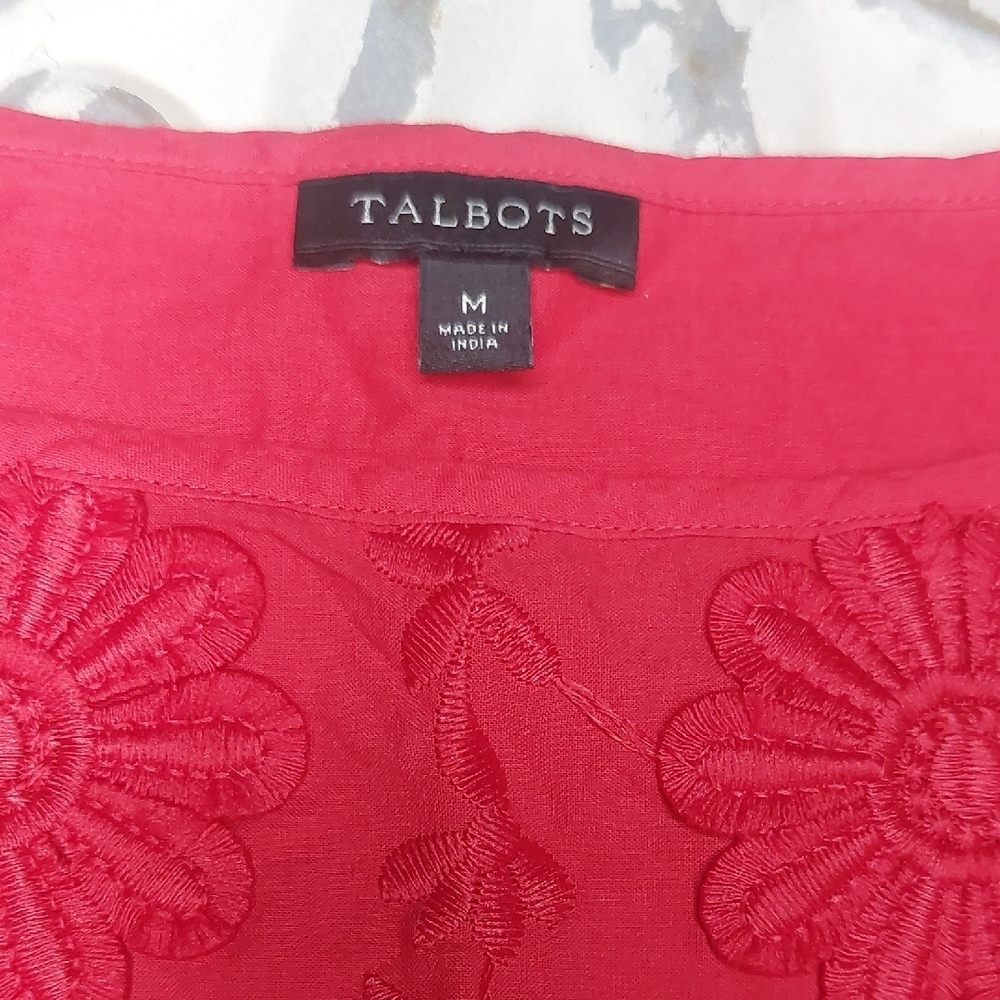 Talbots Red Floral Embellished Sleeveless Top Medium - Picture 9 of 14